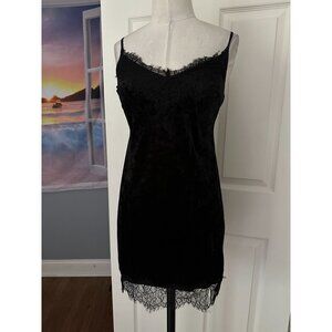 Band of Gypsies Crushed Velvet Slip Dress with lace trim SMALL